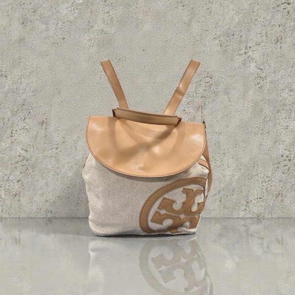 Tory Burch Lonnie Canvas Backpack with Vachetta Leather Trim - Picture 2 of 6